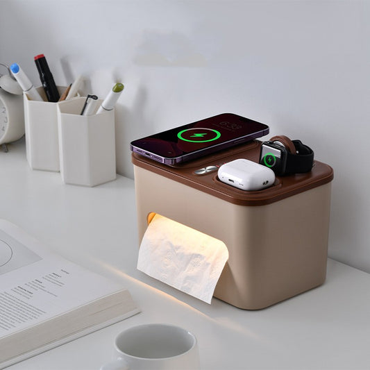 3-in-1 Wireless Charger Bed Side Tissue Box